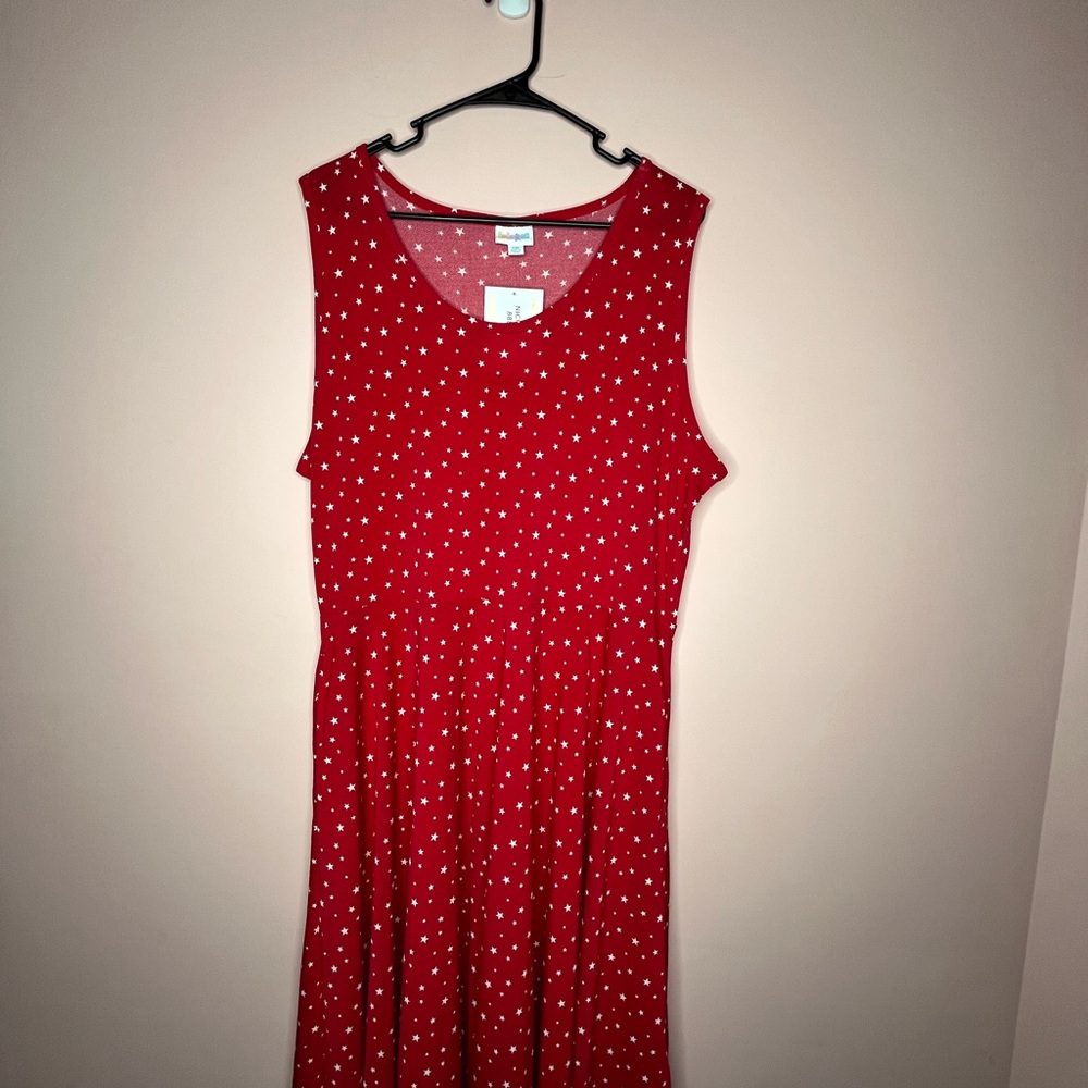NWT LuLaRoe Nicki Red and White Sleeveless Scoop Neck Sundress